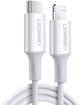 Kabel Ugreen USB Type-C - Lightning 0.5 m White (6957303867479) - obraz 1