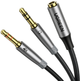 Kabel Ugreen mini-jack 3.5 mm - 2 x mini-jack 3.5 mm 0.2 m Grey (6957303852550) - obraz 1