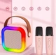 Портативна Bluetooth колонка міні караоке з 2 бездротовими мікрофонами та LED RGB підсвічуванням зі зміною голосу K12 - зображення 1
