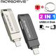 Флешка металлическая 2в1 128ГБ USB-Lightning для Apple iPhone, iPad, компьютера MICRODRIVE A1 128GB Серебро - изображение 3