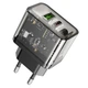 Мережевий зарядний пристрій HOCO N34 Dazzling dual-port PD20W+QC3.0 charger Transparent Black (6931474799166) - изображение 2