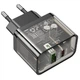 Мережевий зарядний пристрій HOCO N34 Dazzling dual-port PD20W+QC3.0 charger Transparent Black (6931474799166) - изображение 3