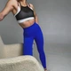 Лосіни легінси жіночі спортивні з ефектом push-up (пуш-ап) для фитнеса та йоги Безшовні Тайтси Синій розмір М (70049) - зображення 2
