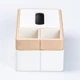 Салфетница-органайзер из экокожи с 3 отделениями, 27×14×10 см, настольная подставка для салфеток и мелочей, белая с бежевым - изображение 4