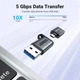 Переходник Ugreen USB -Type-C 5 Гбит/с USB 3.0 18W (9V/3A) адаптер USB-A на USB-C Конвертер QC3.0/2.0 Черный - изображение 4