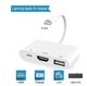 Адаптер HDMI на HDMI USB 3.0 Lightning адаптер 3 в 1 для підключення iPhone Ipad до екрану телевізора, монитора, дисплея, проектора Білий - зображення 1