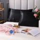 Атласное Чёрное Евро постельное белье Moka Textile + Дополнительно Наволочки Черные 2 шт 200х220см - изображение 6
