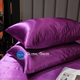 Атласное Темно-фиолетовое двуспальное постельное белье Moka Textile 175х210см - изображение 4
