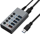 USB-хаб Dynamode 5 портів USB 3.0 - 4xUSB3.0 передача даних + 1x2.4А для зарядки, БЖ 2.5А/12В, метал (DM-UH-P405-G) - зображення 1