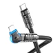 Кабель з індикатором Hoco U118 (USB Type-C to Lightning) / підтримка PD/27W / посилений штекер / довжина 1.2 метра (чорний) - зображення 2
