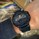 Мужские спортивные часы с лого герб Украины Patriot 1818 чёрные с синим - изображение 3
