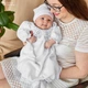 Костюм для крещения девочки с серебряной вышивкой Мамине Сонечко 80 размер Мамин цветочек велюр белый (арт. 11230-4) - изображение 1