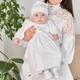 Костюм для крещения девочки Мамине Сонечко Корона маленькая серебренная вышивка 68 белый велюр (11235-2) - изображение 1