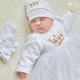 Костюм для крещения девочки Мамине Сонечко Корона маленькая плюс золото 80 велюр белый (11219-4) - изображение 4