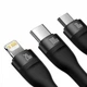 Кабель Baseus Flash Series 2 3-in-1 (Micro USB+Lightning+Type-C) 100W 1.5m (CASS030201) - изображение 4
