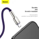 Кабель Baseus Cafule Metal Cable USB to Lightning 2.4A 2м (CALJK-B05) Purple - изображение 13