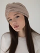 Шапка тюрбан теплая зимняя из ангоры D.Hats бежевого цвета - изображение 3