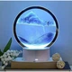 Настольная LED лампа ночник RGB Песочные часы 3D Sandscape, синий песок - изображение 3
