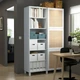 Комбінація для зберігання з дверцятами IKEA БЕСТО, білий Студсвікен, біла плетена тополя, 120x42x202 см, - зображення 3