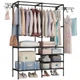 Напольная стойка-вешалка для одежды телескопическая с полками 160x112x46см до 15кг Black - изображение 1
