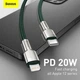 Кабель Baseus Cafule Metal Cable Type-C to Lightning Power Delivery 20W 2.4А 1м (CATLJK-A06) Green - изображение 10