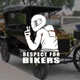Наклейка на Авто / Мото / Витрину на Стекло Кузов "Байкер Respect For Bikers" белый цвет - изображение 1