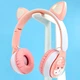 Бездротові дитячі навушники з котячими вушками з підсвіткою CAT EAR QC-28T |TF-карта пам'яті| Рожевий - зображення 4