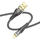 Кабель USB Hoco U121, USB to Lightning, 2.4А, 1.2m, чорний - зображення 2
