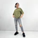 Базова жіноча футболка тай-дай Fashion 42/44 хакі - зображення 2