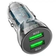 Зарядне автомобільне HOCO Z47 Transparent Discovery Edition (2USB/QC3.0/3A/20W) Чорний - изображение 1
