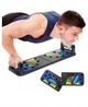 Доска для отжиманий упоры Foldable Push Up Board JT-006 14 в 1 универсальная Чёрная переносной портативный тренажер платформа для мышц рук грудных спины бицепса трицепса с ручками - изображение 1