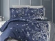 Турецька постільна білизна First Choice Cotton Satin Living Navy Blue сімейна - зображення 1