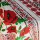 Скатертина для обіднього або кухонного столу, тканина-рогожка, малюнок червоні маки з крестиком на сірому фоні (220см*150см). - зображення 3