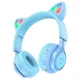 Навушники бездротові Hoco W39 Cat Ear Wireless з RGB підсвіткою Blue - зображення 1