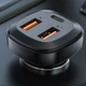Автомобільний зарядний пристрій Acefast B9 66W (2USB-A+USB-C) three port metal car charger Black - зображення 4