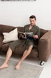 Чоловічий халат COSY Duna із фактурного мусліну 2XL, хакі M61 - зображення 6