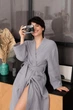 Женский халат COSY Duna из фактурного муслина M, серый M60W - изображение 6