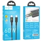 Дата кабель Hoco U120 Transparent explore intelligent power-off PD 60W Type-C to Type-C (1.2m) Black - зображення 6