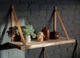 Полиці підвісні зі шкіряним ременем 1 шт Wood Mosiac Shelves with Leather Strap Дуб натуральний 60x28x3 (WM-SWHS-60x28x3) - зображення 1