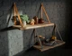 Полиці підвісні зі шкіряним ременем 1 шт Wood Mosiac Shelves with Leather Strap Дуб натуральний 60x28x3 (WM-SWHS-60x28x3) - зображення 4