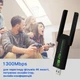 Двухдиапазонный высокоскоростной адаптер WiFi / переходник DERAPID AC1300 1300 Мбит/с WiFi USB 2.4GHz + 5GHz, для Windows, черный (80636624) - изображение 2