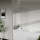 Скляна шторка для ванни AVKO Glass RDW02-J2 Срібло, двостороння, гартоване скло Simply Glass, 50+40х140 см - зображення 4