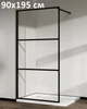 Скляна душова перегородка AVKO Glass S257, Гартоване, Чорна, 90х195 см. Без піддону - зображення 1