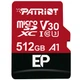 Карта памяти Patriot EP Series microSDXC 512GB (UHS-I U3) W-80 MB/s, R-90 MB/s Class 10 A1 (PEF512GEP31MCX) + SD Adapter - изображение 1