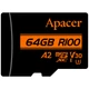 Карта пам'яті Apacer microSDXC 64GB (UHS-I U3) W-80 MB/s, R-100 MB/s Class 10 A2 V30 (AP64GMCSX10U8-R) + SD Adapter - зображення 2