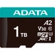 Карта памяти A-DATA Premier Pro microSDXC 1TB (UHS-I U3) W-85 MB/s, R-100 MB/s Class 10 A2 V30 (AUSDX1TUI3V30SA2-RA1) + SD Adapter - изображение 2