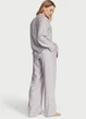 Пижама Victoria's Secret Flannel Long Pajama Set фланелевая (Рубашка+штаны) M розовая в полоску - изображение 2