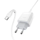Мережевий зарядний пристрій Hoco C72Q Glorious, QC3.0, кабель Type-C, White - зображення 2