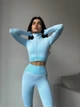 Женский спортивный комплект Fitness Attire, light-blue (топ, рашгард, лосины) - XL - изображение 3