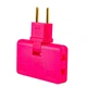 Трійник + перехідник 3 in 1, UK/US-EU, 220В, 10А, поворотний 180 °, Pink - зображення 2